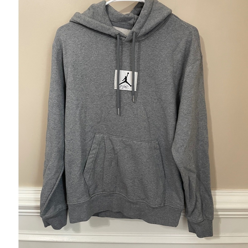 Nike Jordan Flight Fleece Pullover Hoodie Gray Mens Size S DQ7338-091